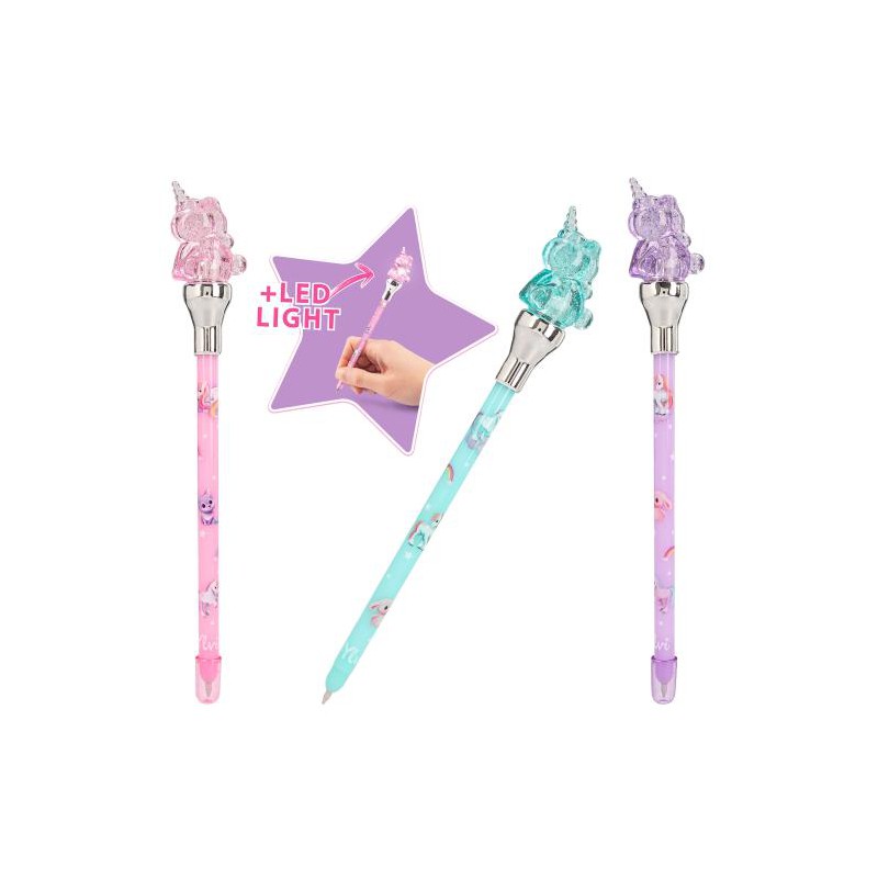 Ylvi pen met eenhoorn topper en LED licht 12203