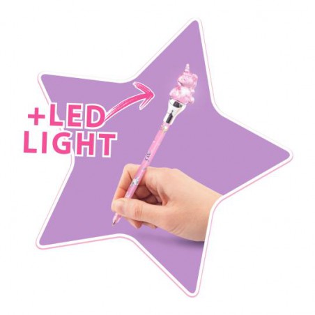 Ylvi pen met eenhoorn topper en LED licht 12203