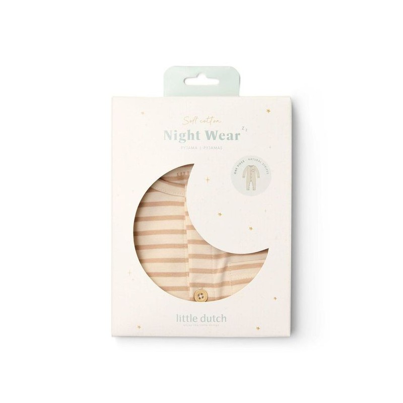Eendelige pyjama, Natural Stripes - Little Dutch