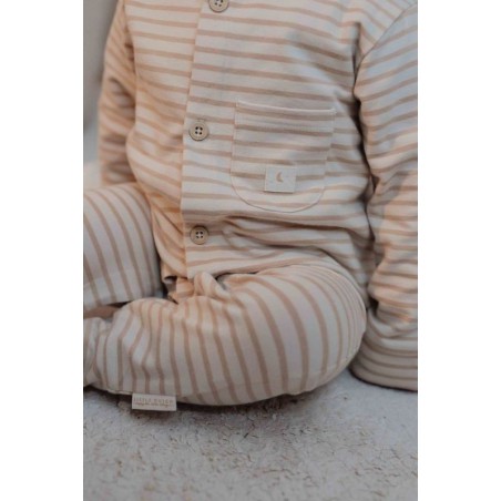 Eendelige pyjama, Natural Stripes - Little Dutch