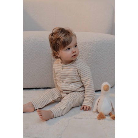 Eendelige pyjama, Natural Stripes - Little Dutch