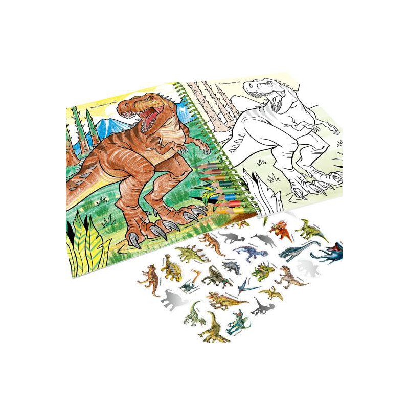 Dino World, Kleurboek met kleurpotloden 12746