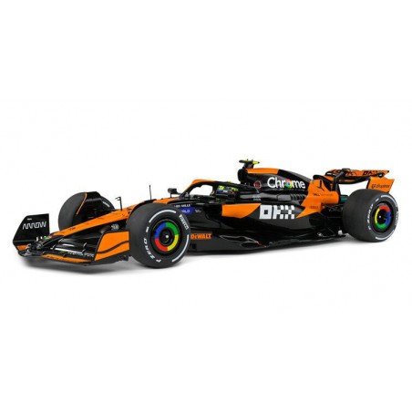 McLaren MCL38 F1 Nr4 Lando Norris Miami GP '24 1e (Zwart/Oranje) - 1:18 - Solido