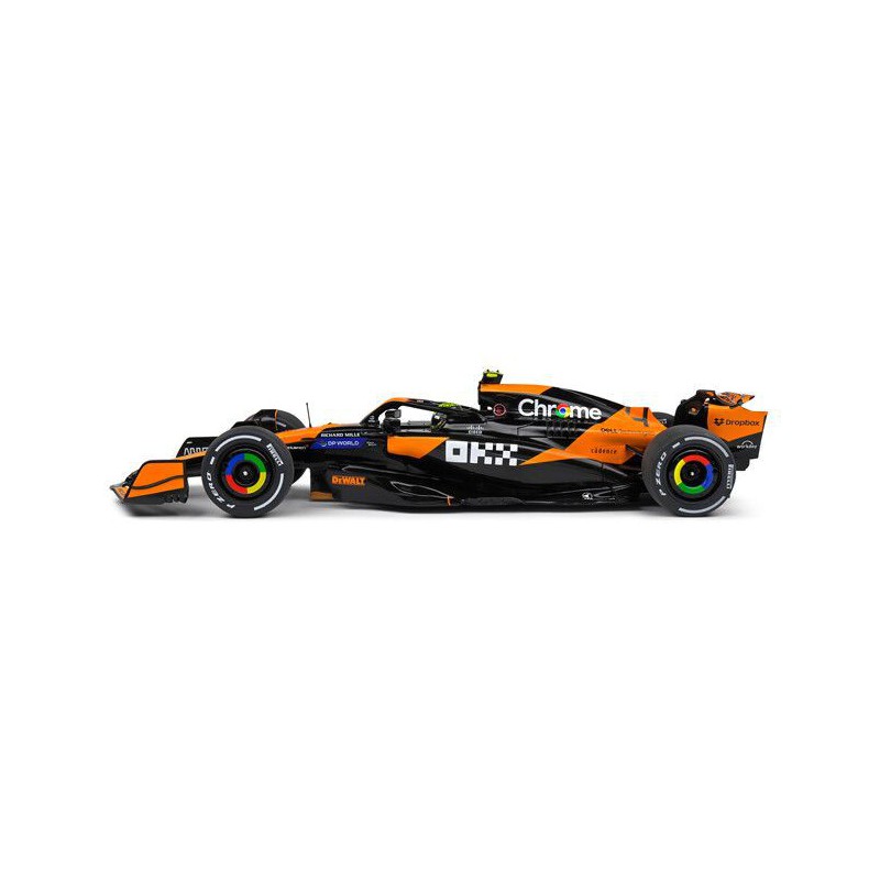 McLaren MCL38 F1 Nr4 Lando Norris Miami GP '24 1e (Zwart/Oranje) - 1:18 - Solido
