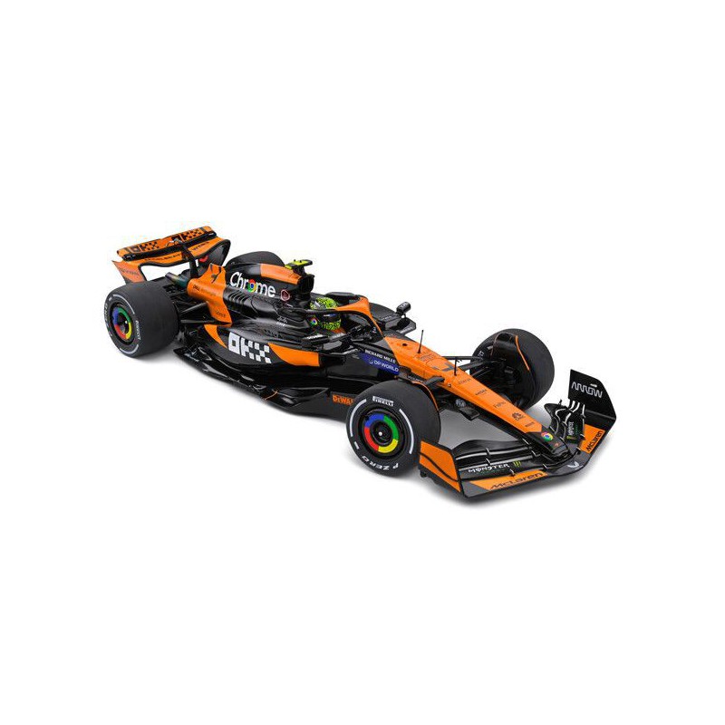 McLaren MCL38 F1 Nr4 Lando Norris Miami GP '24 1e (Zwart/Oranje) - 1:18 - Solido