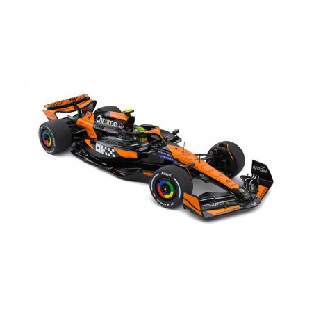 McLaren MCL38 F1 Nr4 Lando Norris Miami GP '24 1e (Zwart/Oranje) - 1:18 - Solido