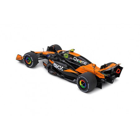 McLaren MCL38 F1 Nr4 Lando Norris Miami GP '24 1e (Zwart/Oranje) - 1:18 - Solido