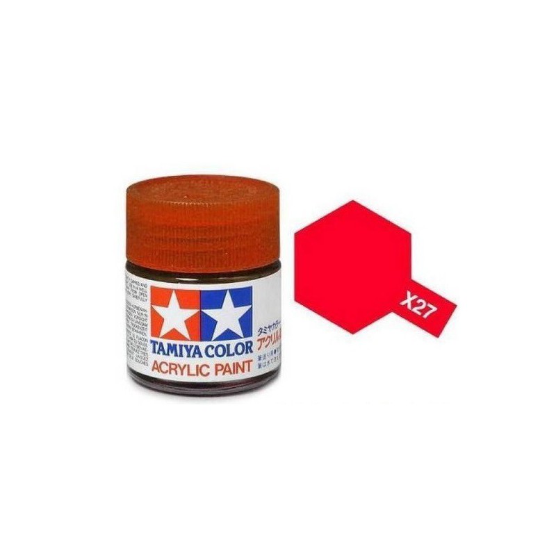 Tamiya, Acrylic Paint Transparant Rood X-27, 23ml