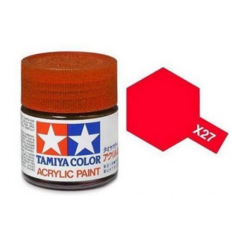 Tamiya, Acrylic Paint Transparant Rood X-27, 23ml