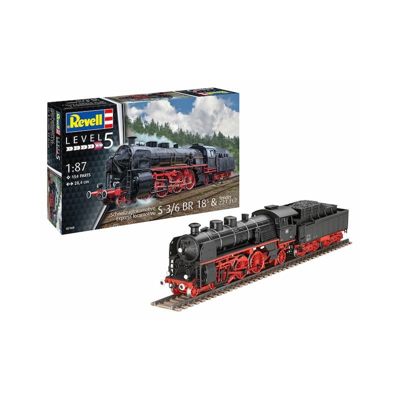 Kopie van Modelset, Schnellzuglokomotive Express S 3/6 BR 18,5 & Tender 1:87, Revell