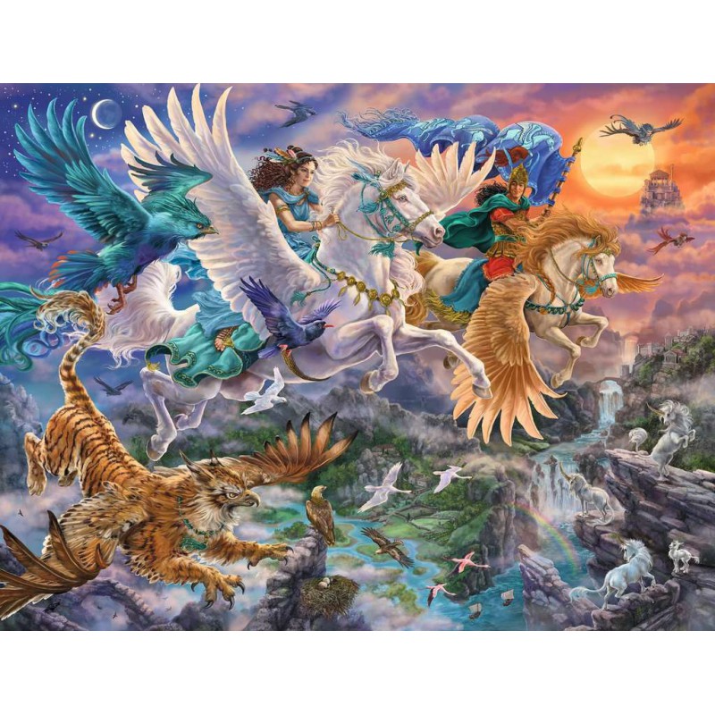 Door de lucht op een Pegasus, ravensburger 2000stukjes