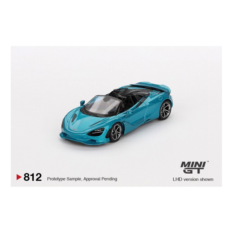 Mclaren 750 Spider (Belize blauw) 1:64, Mini GT (812) RHD