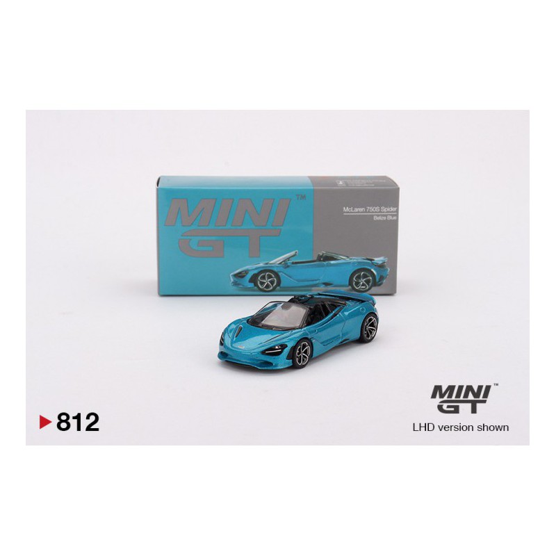 Mclaren 750 Spider (Belize blauw) 1:64, Mini GT (812) RHD