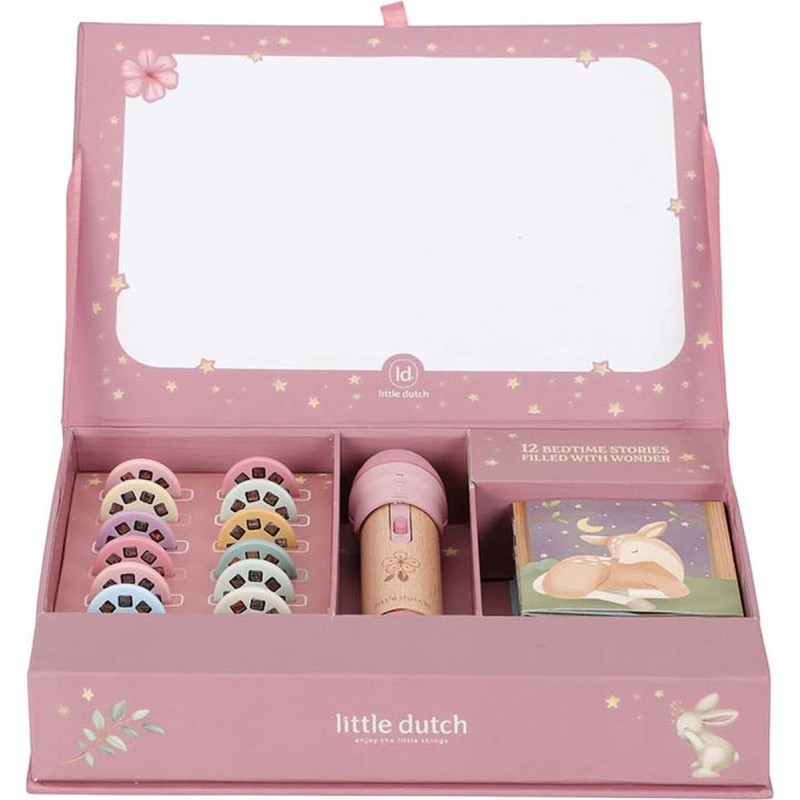 Verhalen projector zaklamp, roze - Little Dutch