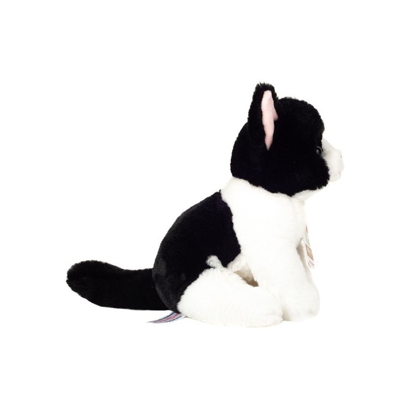 Hermann Teddy - Kat zittend zwart-wit 20 cm