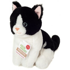 Hermann Teddy - Kat zittend zwart-wit 20 cm