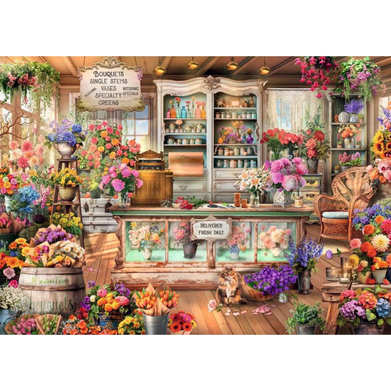 1000stukjes puzzel Ravensburger All seasons flowershop