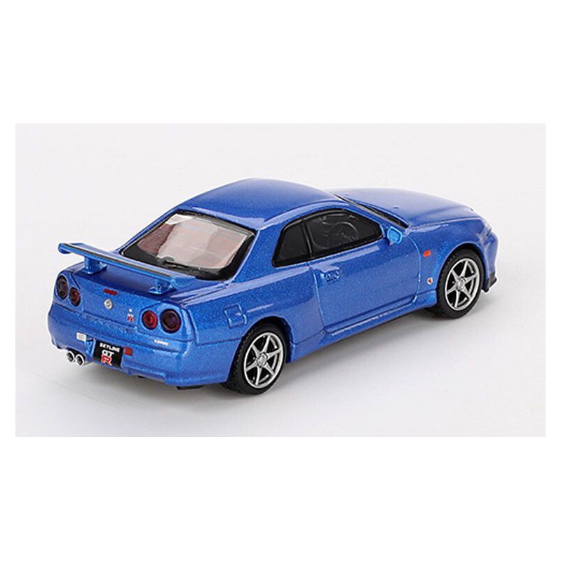 Nissan Skyline GT-R (R34) V-spec '99 (blauw) 1:64, Mini GT (759)