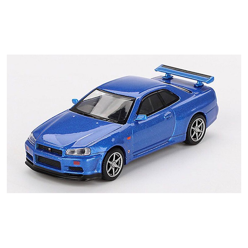 Nissan Skyline GT-R (R34) V-spec '99 (blauw) 1:64, Mini GT (759)