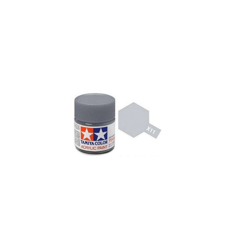 Tamiya, Acrylic Paint chroom zilver glans X-11, 10ml