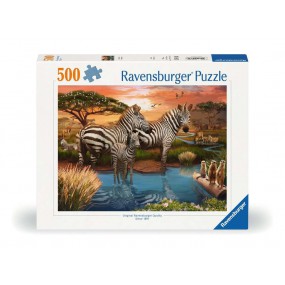 Zebra's bij de drinkplaats - 500 stukjes Ravensburger