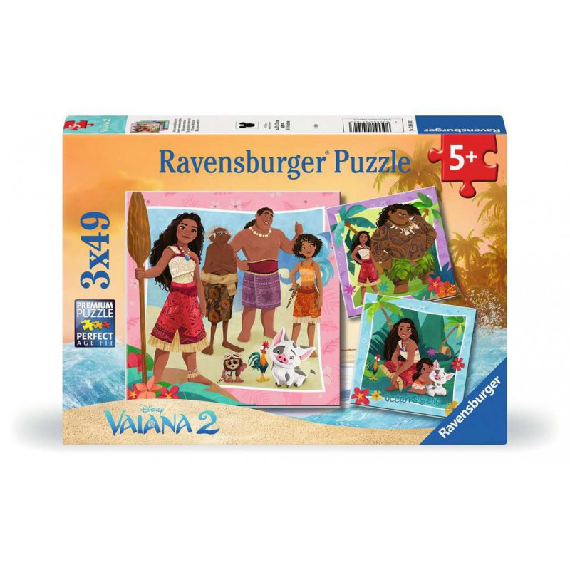 Disney Vaiana, Op naar nieuwe avonturen 3x49 stukjes Ravensburger