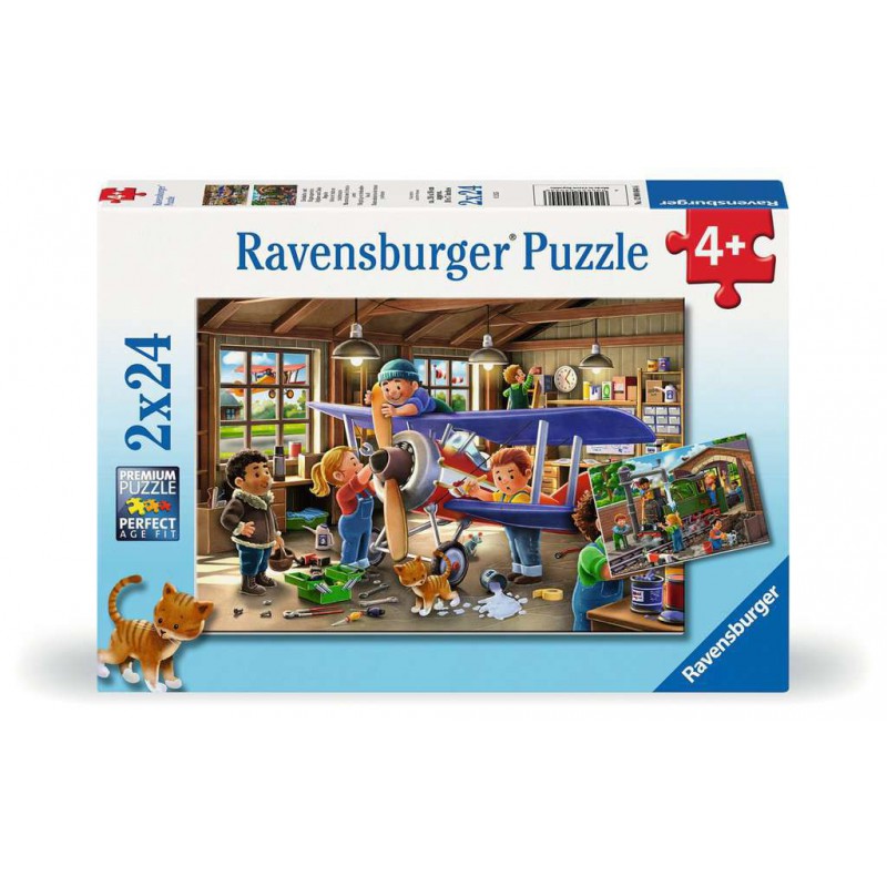 Airplane and Train repair, 2x24 stukjes Ravensburger