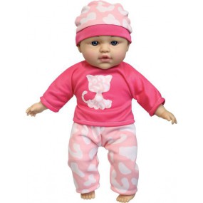 Amia  sprekende pop met muts. 30cm assorti kleur