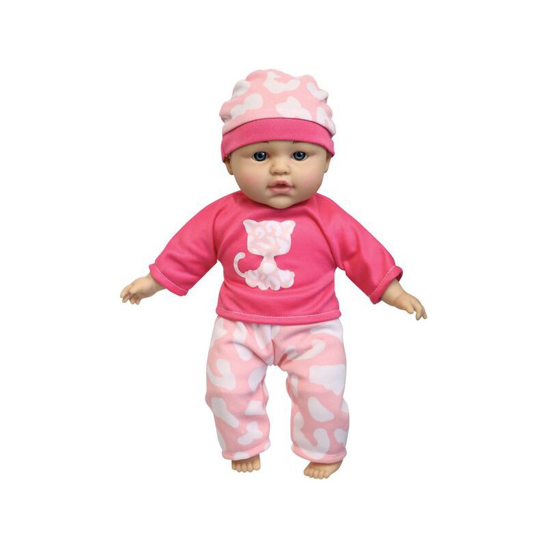 Amia  sprekende pop met muts. 30cm assorti kleur