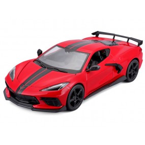 Chevrolet CORVETTE STINGRAY COUPE HIGH WING 2020 (rood), 1:24, Maisto
