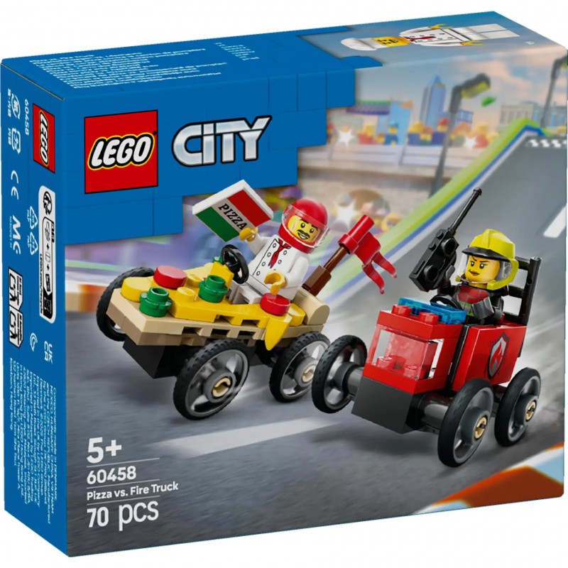 LEGO City - 60458 Great Vehicles Raceautopakket: pizzabestelwagen vs. brandweerauto