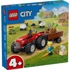 LEGO City - 60461 Great Vehicles: Rode tractor met aanhanger en schapen