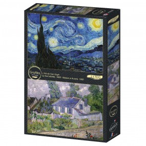 Van Gogh: Sterrennacht en Huizen in Auvers, 2x500 stukjes, Grafika