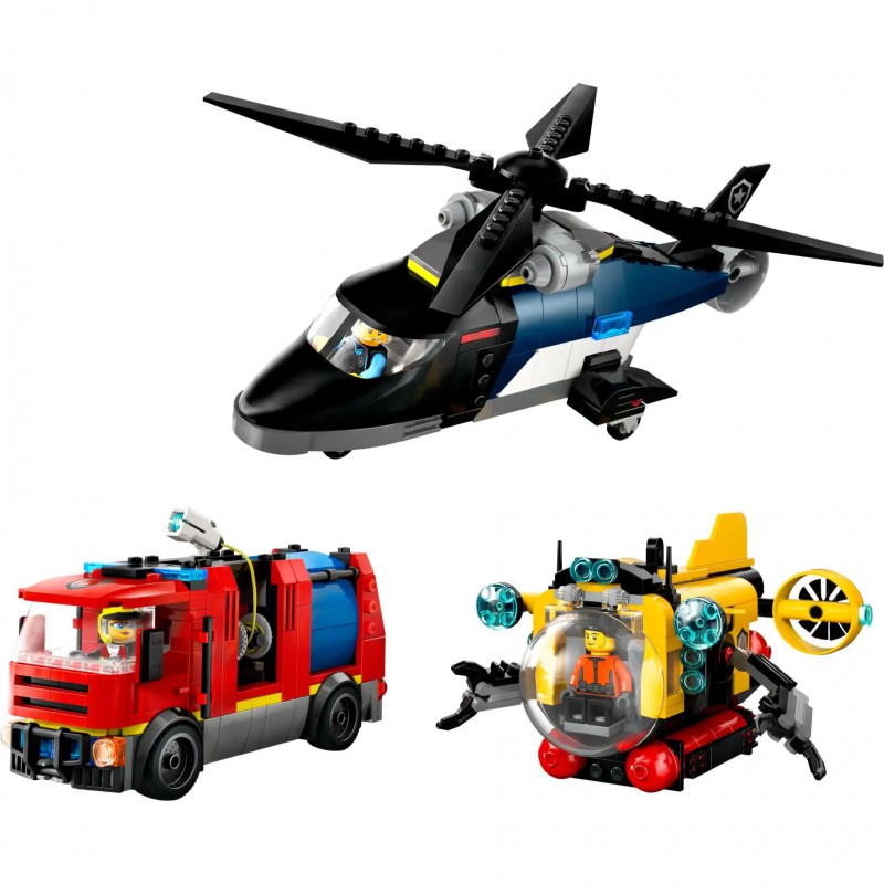 LEGO City - 60464 Great Vehicles: Helikopter, brandweerauto en onderzeeër remix