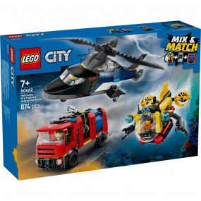 LEGO City - 60464 Great Vehicles: Helikopter, brandweerauto en onderzeeër remix