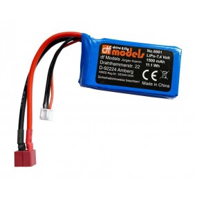 LiPo Accu 2S - 7,4 Volt - 1500mAh - T-Plug, DF Models