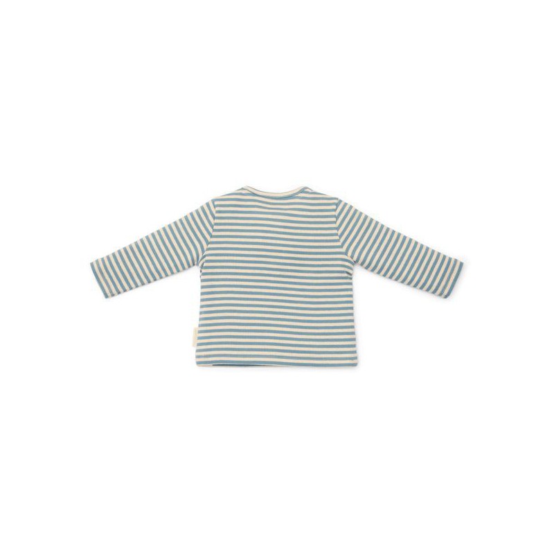 T-shirt lange mouw, blauw gestreept - Forest Friends, Little Dutch
