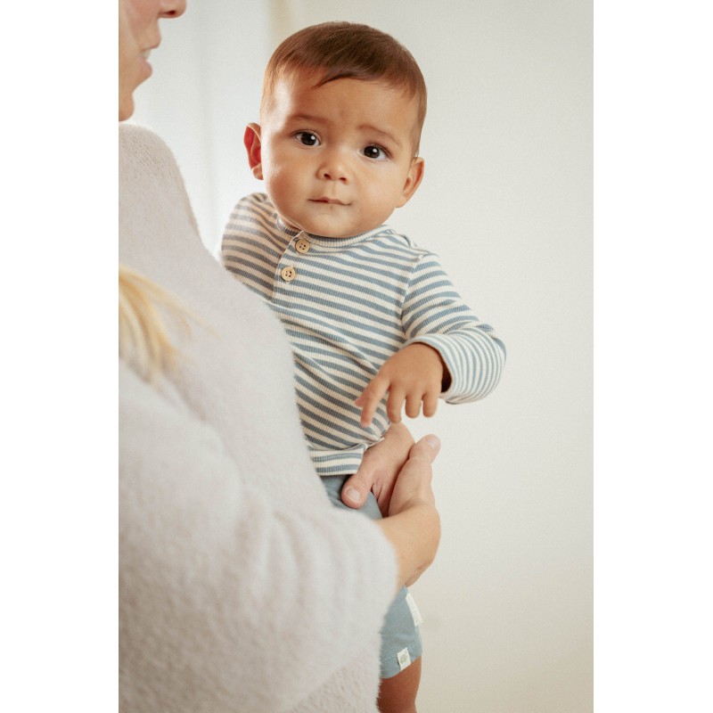 T-shirt lange mouw, blauw gestreept - Forest Friends, Little Dutch