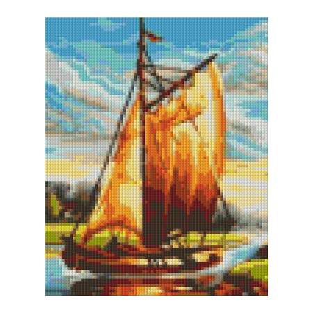 Pixel hobby, Zwart-Wit patroon voor 4 basisplaten - Zeilboot Pixel hobby, Zwart-Wit patroon voor 4 basisplaten - Zeilboot