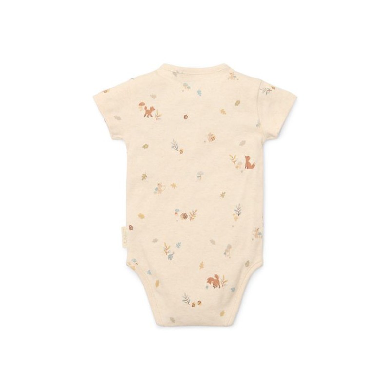 Romper korte mouw, zand - Forest Friends, Little Dutch