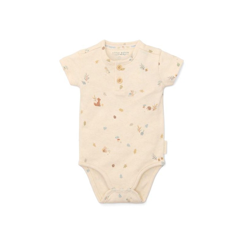 Romper korte mouw, zand - Forest Friends, Little Dutch