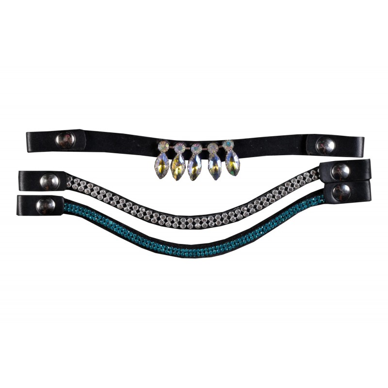 HKM Sports - Frontriemen set van 3, blauw/zilver 6571