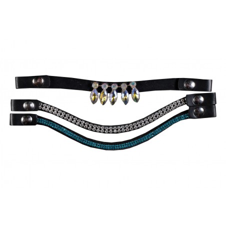 HKM Sports - Frontriemen set van 3, blauw/zilver 6571 HKM Sports - Frontriemen set van 3, blauw/zilver 6571
