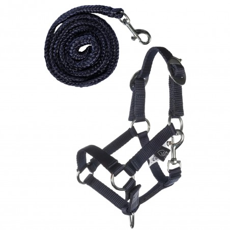 HKM Sports - Halster met touw, donkerblauw HKM Sports - Halster met touw, donkerblauw