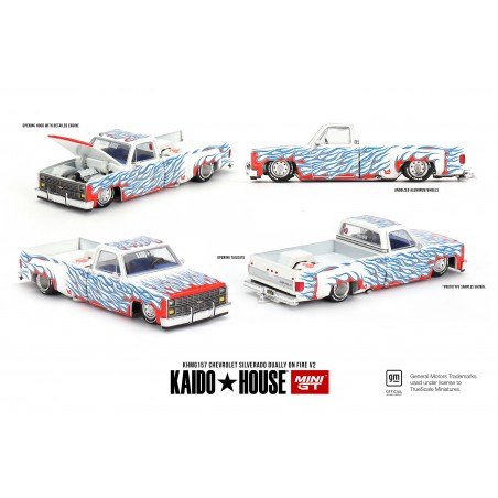 Chevrolet Silverado Dually on Fire V2 1:64, Mini GT
