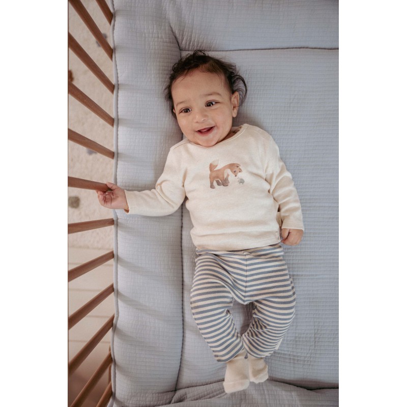 T-Shirt lange mouw, zand - Forest Friends, Little Dutch