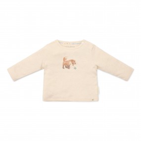 T-Shirt lange mouw, zand - Forest Friends, Little Dutch