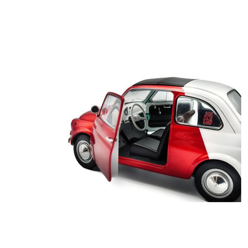 Fiat 500 Tribute to Italia '65, rood/wit (Bi color) - 1:18 - Solido