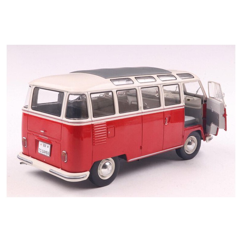 VW T1 Samba '62, (rood/wit) - 1:18 - Solido