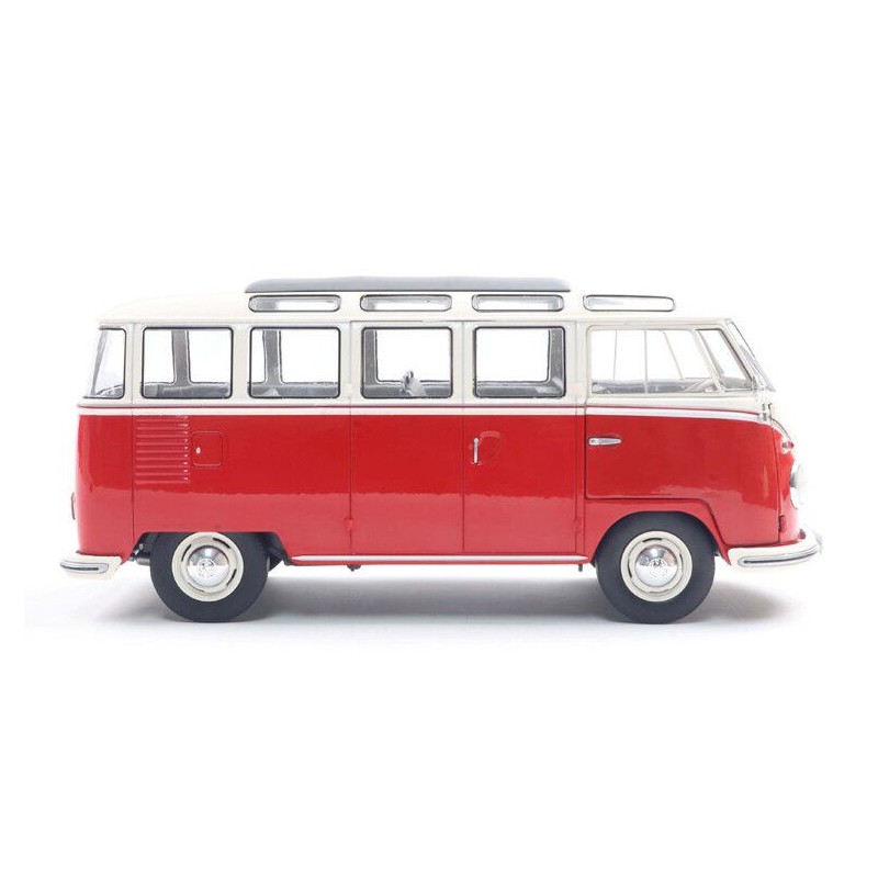 VW T1 Samba '62, (rood/wit) - 1:18 - Solido